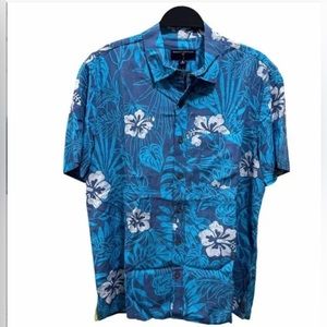Margaritaville Mens Blue Hawaiian Button Front Shirt